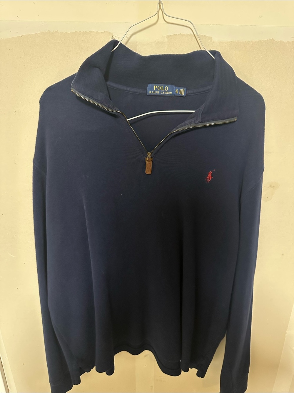 Polo by Ralph Lauren Navy Half-Zip Sweater with Red Pony